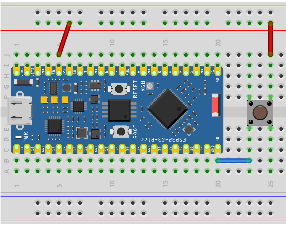 Button with pull-down resistor