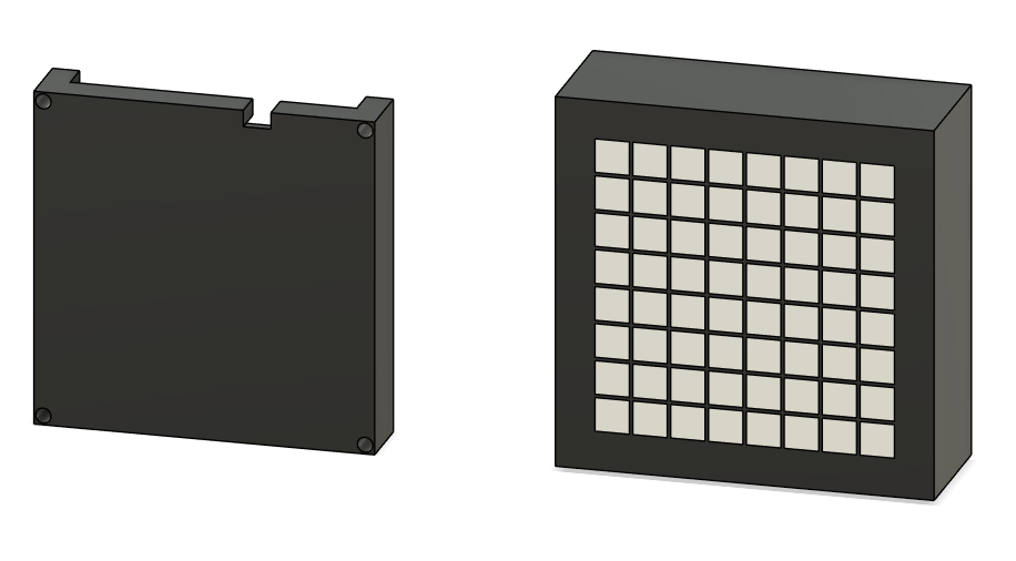 Front view of the 8×8 LED enclosure with diffuser grid