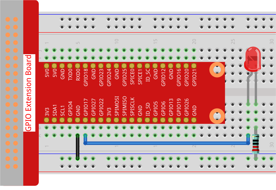 LED connected Raspberry Pi